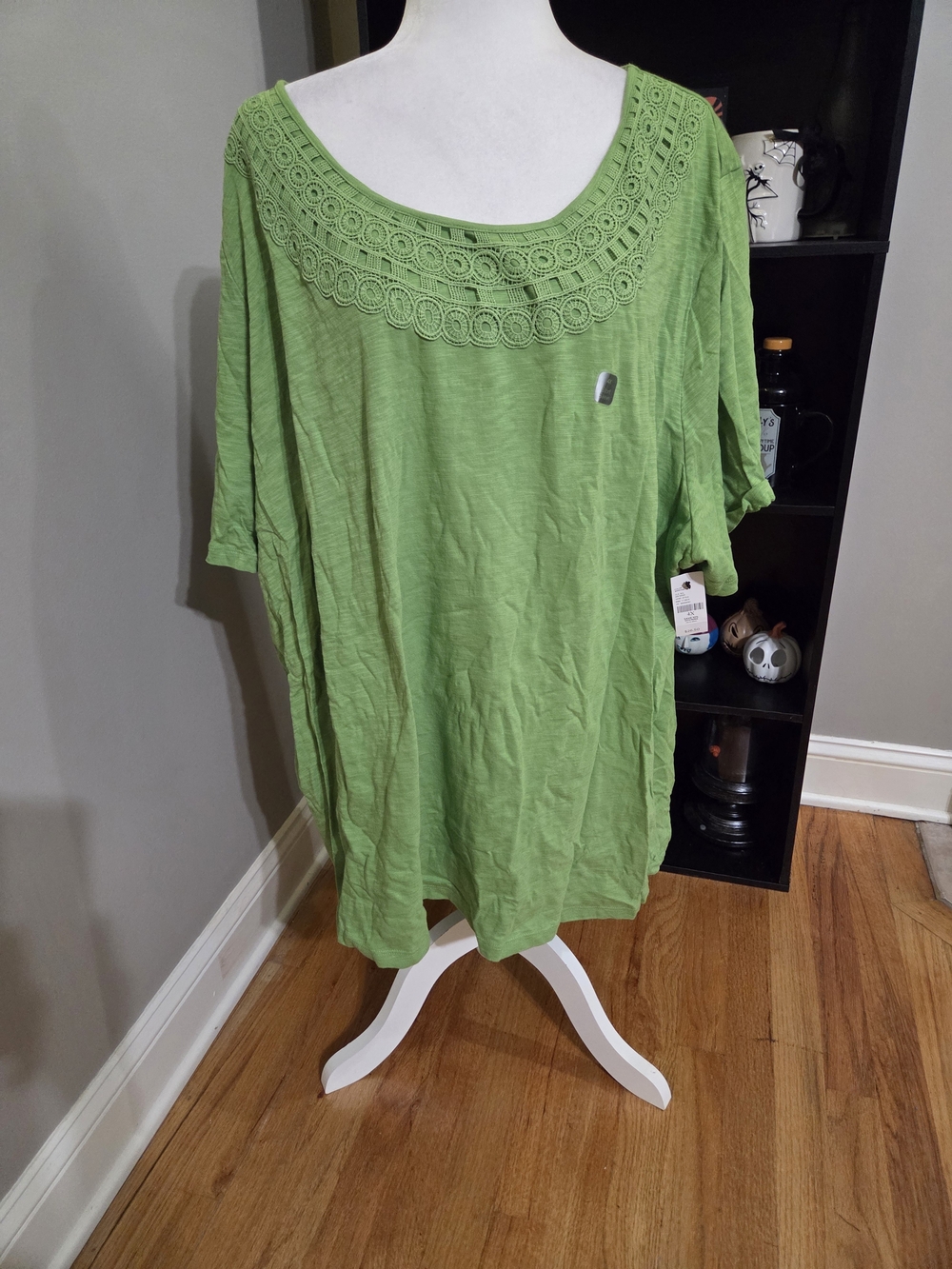 Catherines Green Crochet Yoke Tunic Top